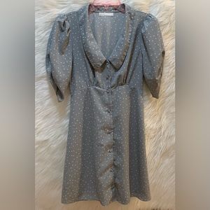 Oak and Fort Polka Dot midi dress Puff Sleeve Button Front Small